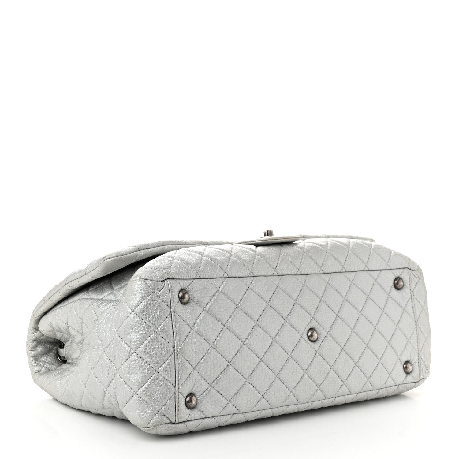 Chanel Metallic Calfskin Quilted XXL Travel Flap Bag Silver 4 of 10