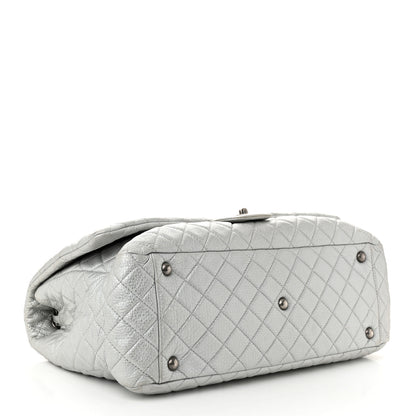 Chanel Metallic Calfskin Quilted XXL Travel Flap Bag Silver 4 of 10