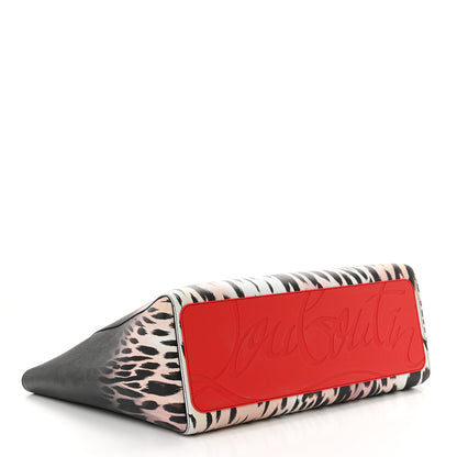 Christian Louboutin Calfskin Degrade Leopard Print Spikes East West Cabata Tote Black Pink Multi 5 of 11