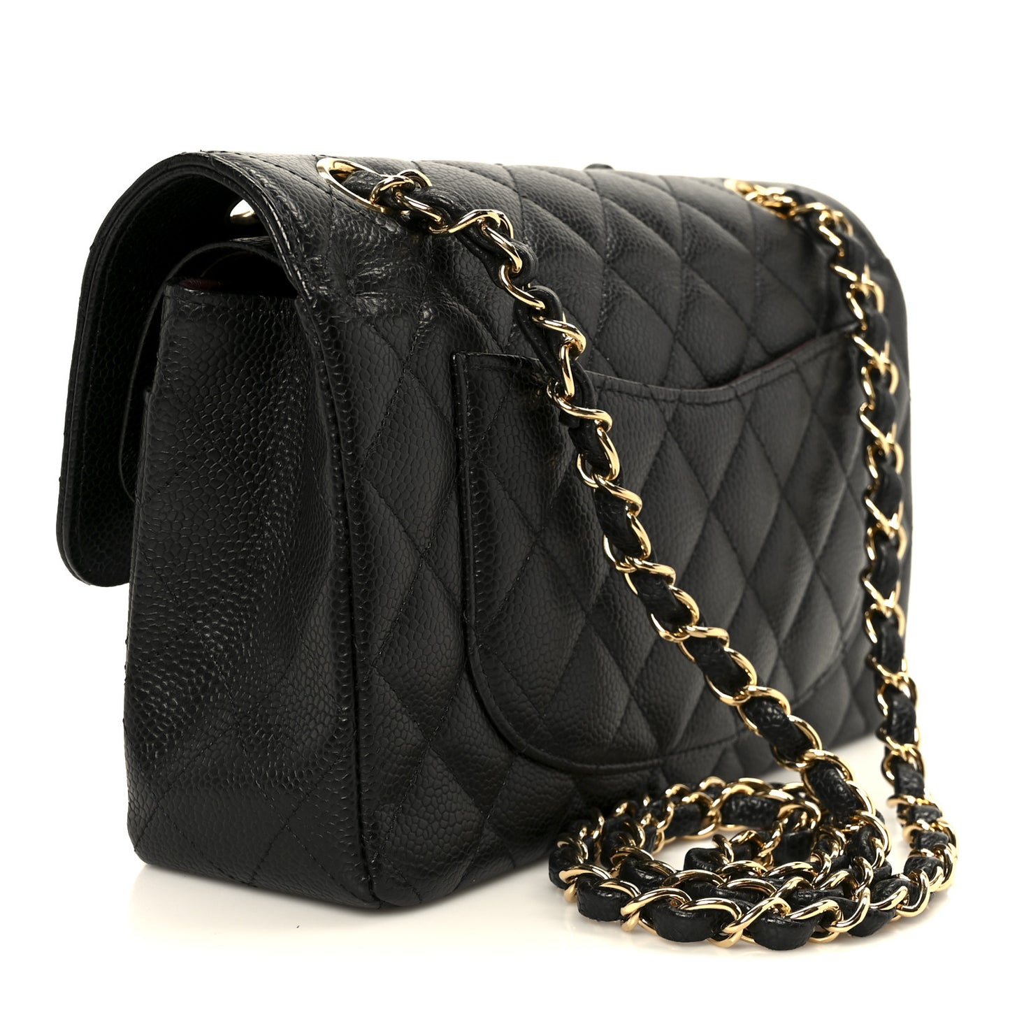 Caviar Quilted Small Double Flap Black