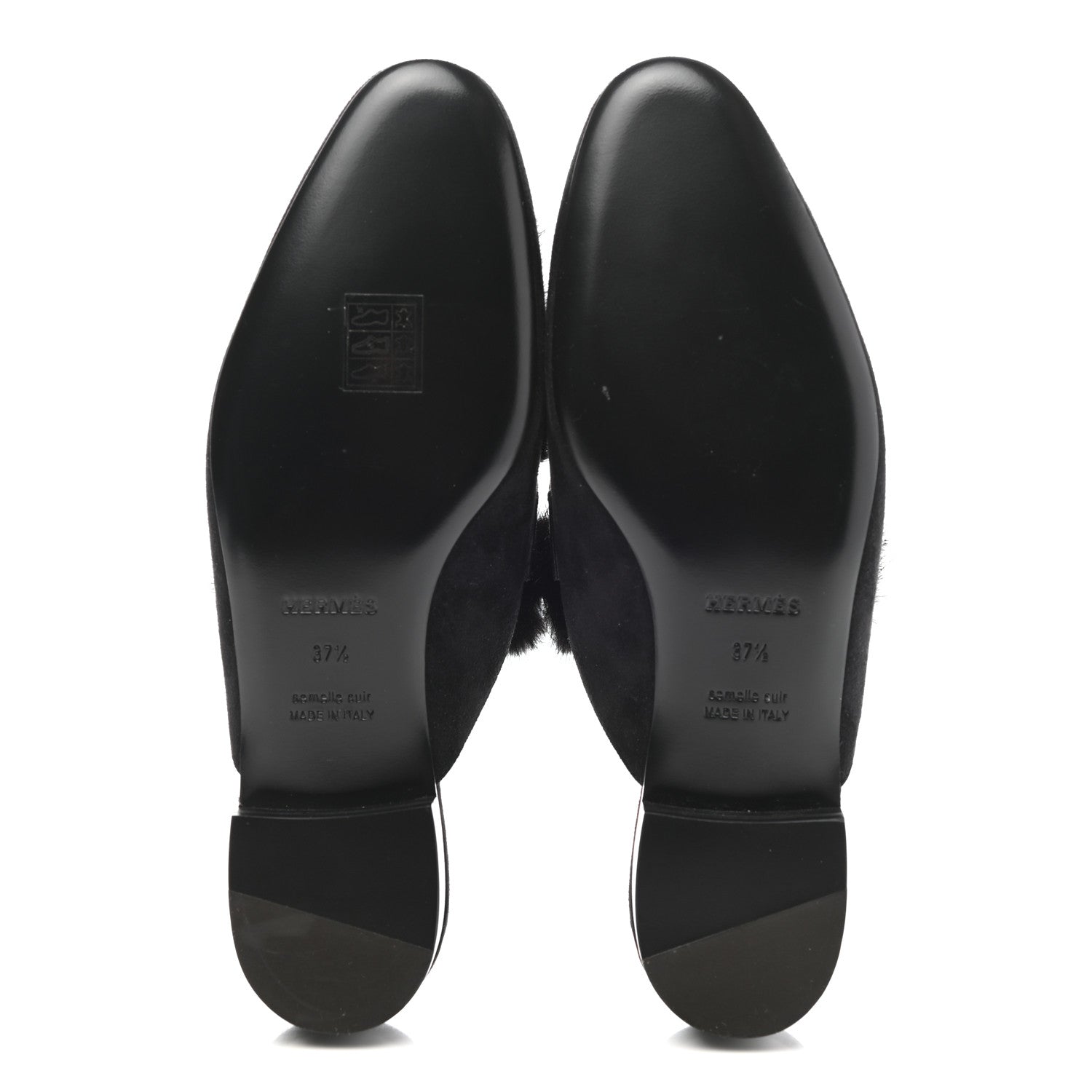 Hermes Mink Fur Suede Goatskin Trocadero Mule 37.5 Black 5 of 8