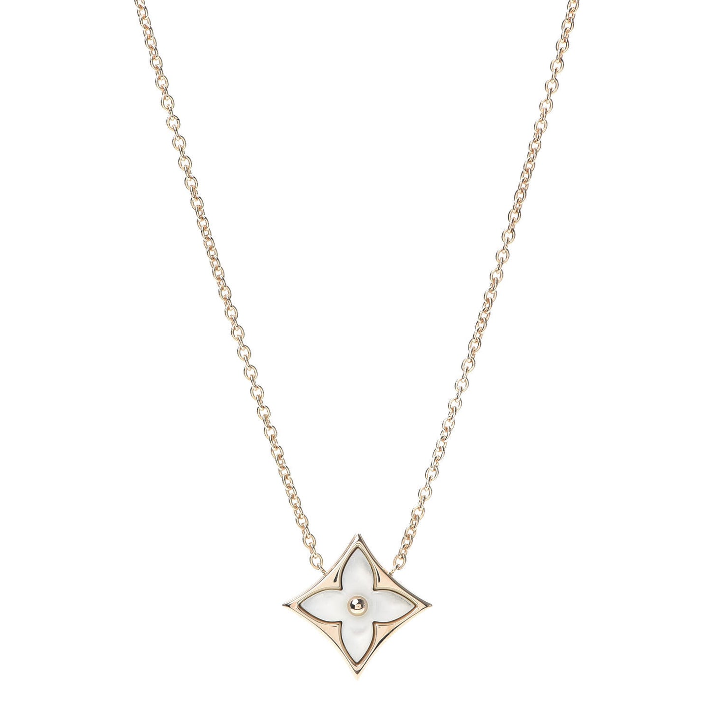 18K Pink Gold Mother Of Pearl Blossom Pendant Necklace