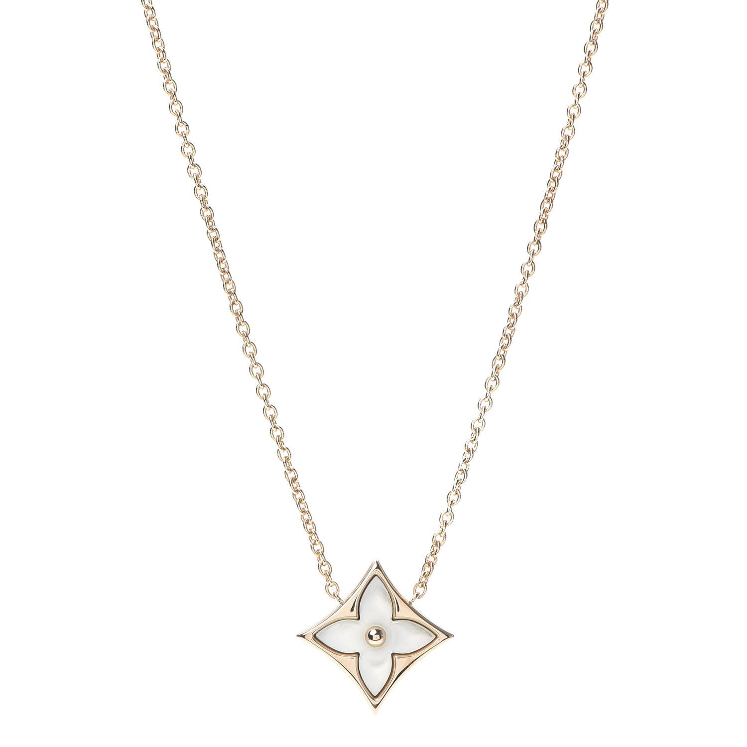 Louis Vuitton 18K Pink Gold Mother Of Pearl Blossom Pendant Necklace 1 of 6