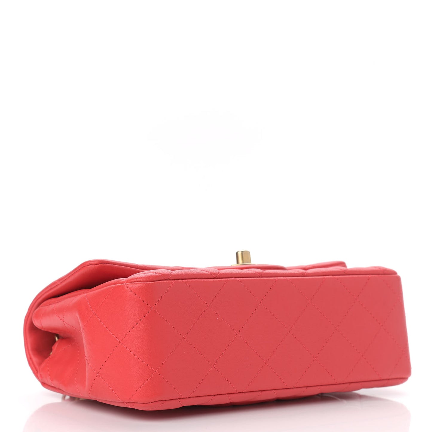 Lambskin Quilted Mini Rectangular Flap Coral