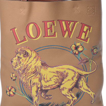 Loewe Calfskin Vertical Desert Lion Printed Tote Tan 7 of 7