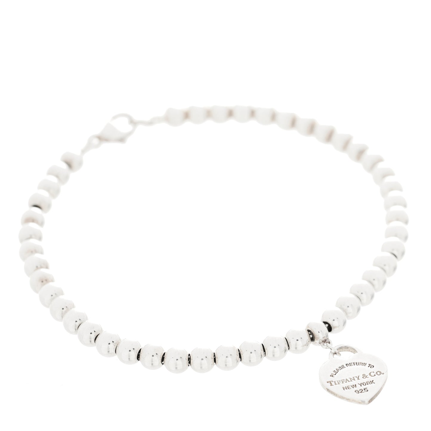Sterling Silver 4mm Return to Tiffany Heart Tag Bead Bracelet