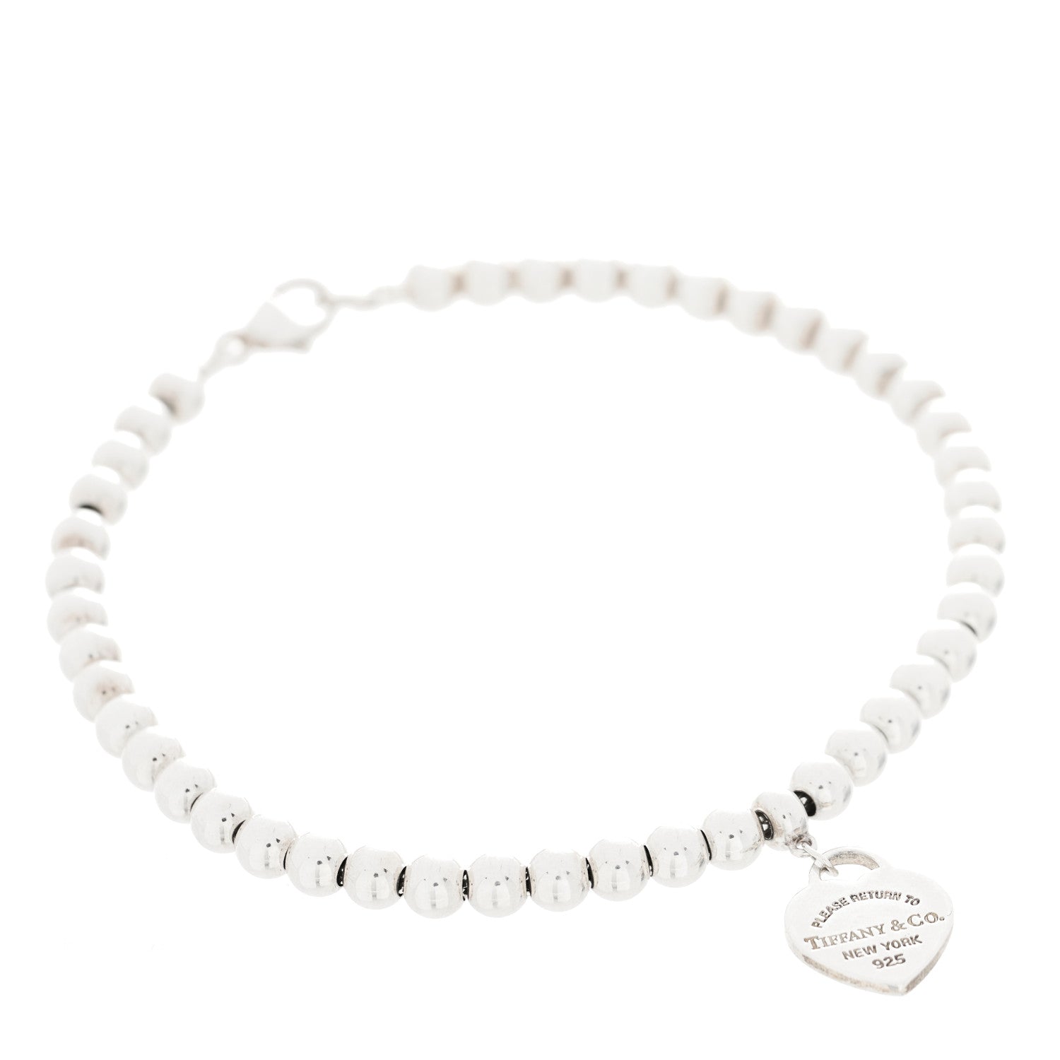 Tiffany Sterling Silver 4mm Return to Tiffany Heart Tag Bead Bracelet 1 of 3