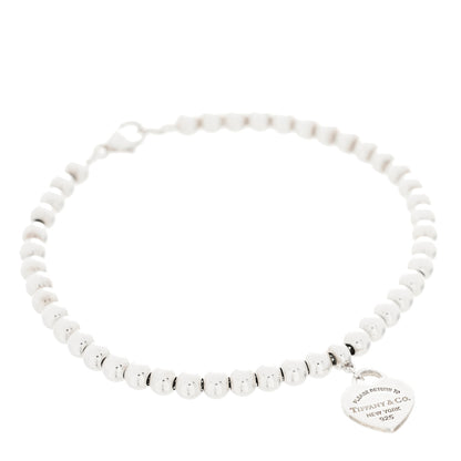 Tiffany Sterling Silver 4mm Return to Tiffany Heart Tag Bead Bracelet 1 of 3