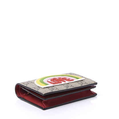 Gucci Soft GG Supreme Monogram Rainbow Embroidered Card Case Wallet 3 of 9