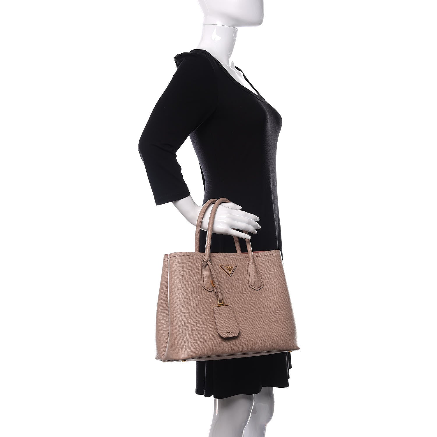 Prada Saffiano Cuir Medium Double Bag Cammeo Rosa 2 of 16