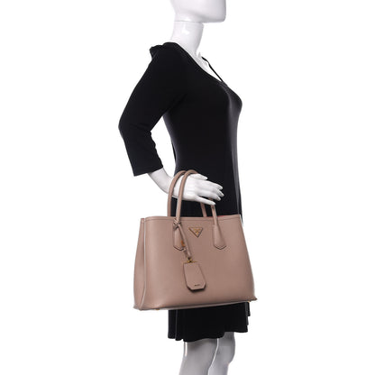 Prada Saffiano Cuir Medium Double Bag Cammeo Rosa 2 of 16