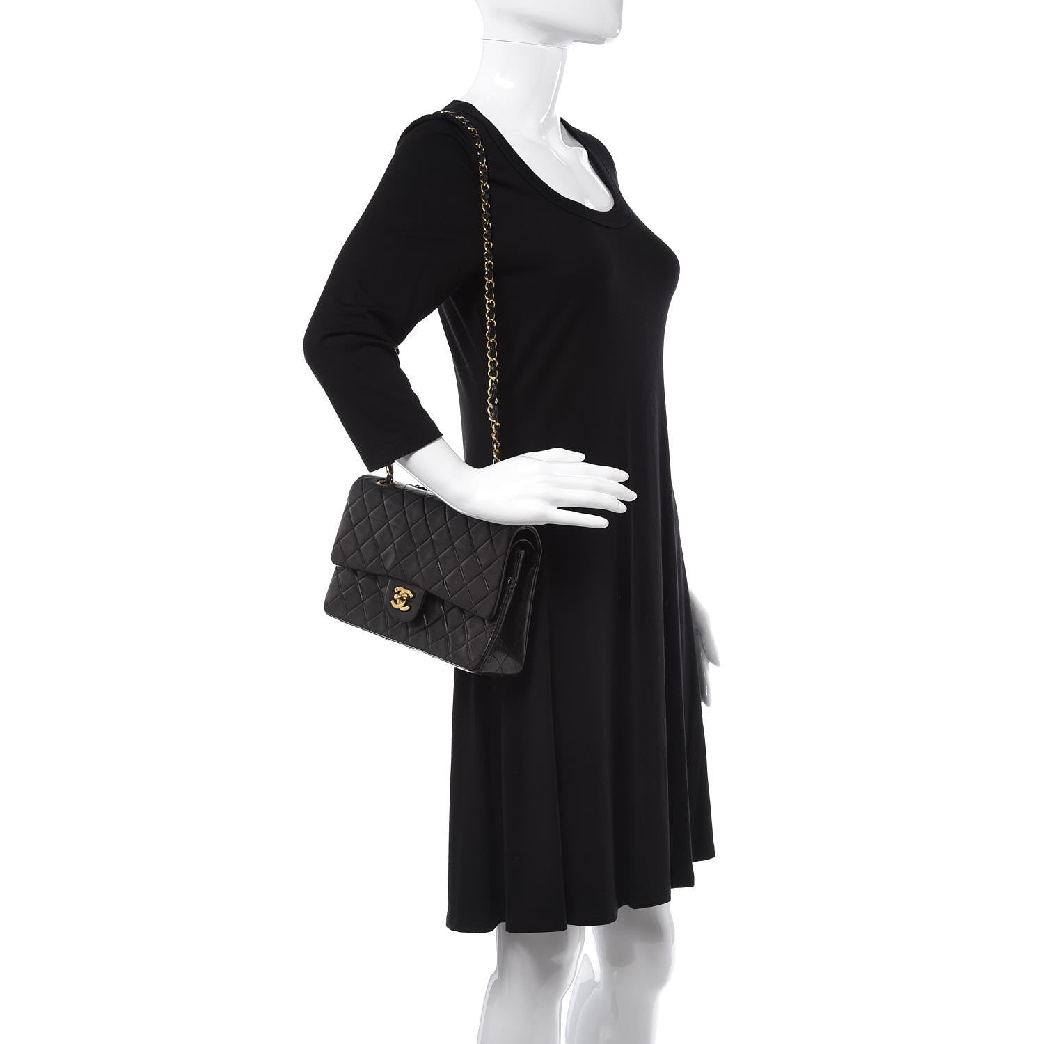 Chanel Lambskin Quilted Medium Double Flap Black 2 of 10