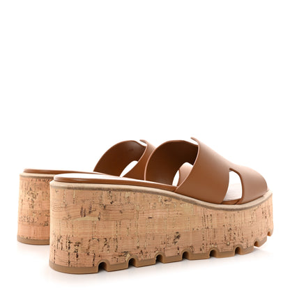 Hermes Calfskin Cork Eze 30 Sandals 38 Marron Glaise 4 of 9