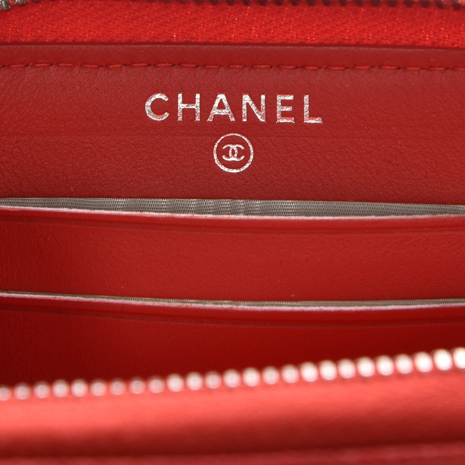 Chanel Caviar Chevron Quilted Small Zip Around Wallet Red 6 of 9