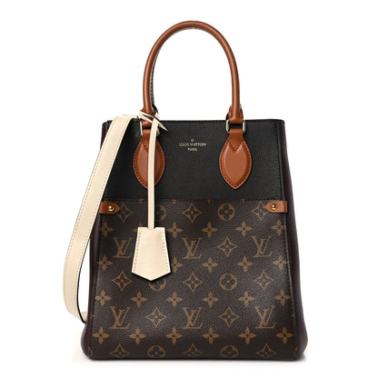 Louis Vuitton Calfskin Monogram Fold Tote MM Black Wine Cream 1 of 9