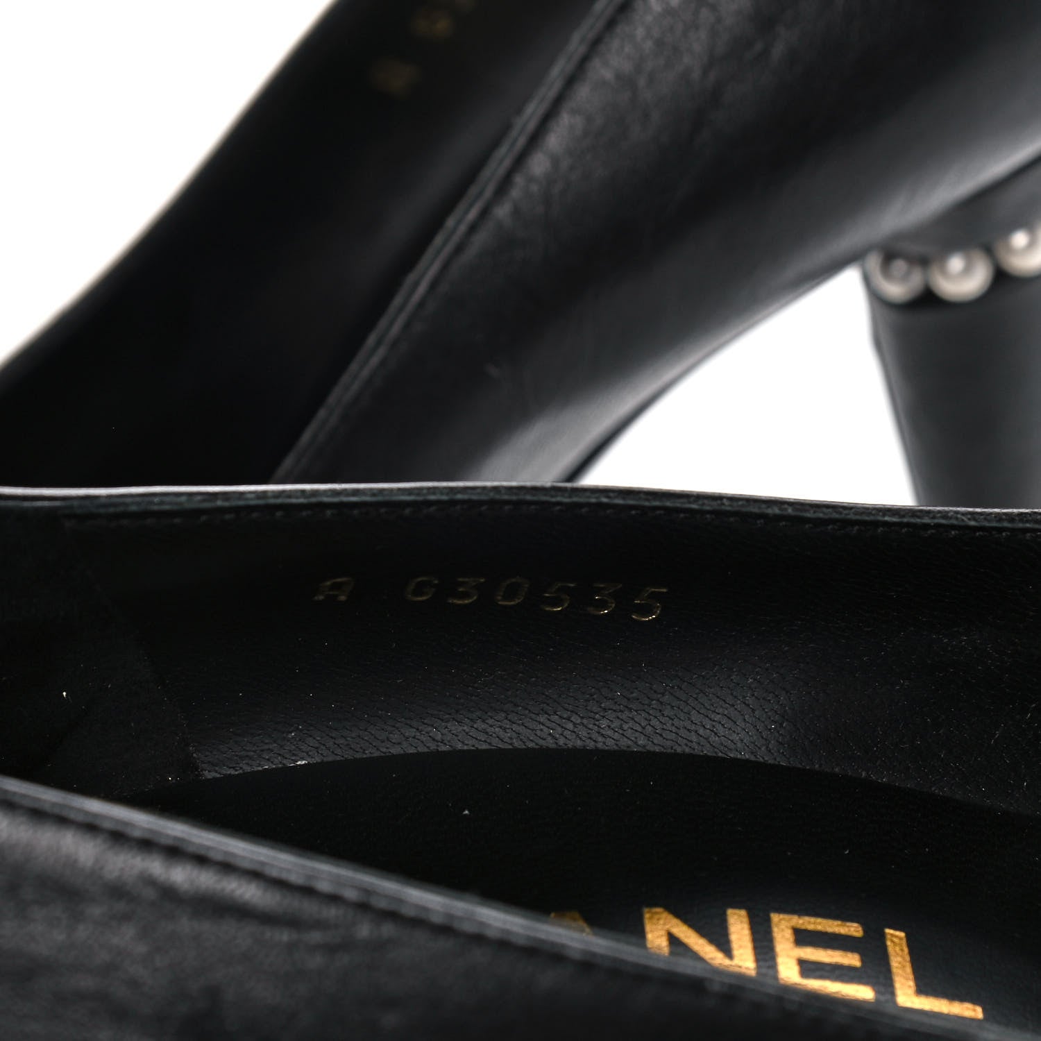 Chanel Lambskin Cap Toe Pearl Pumps 35 Black 8 of 11