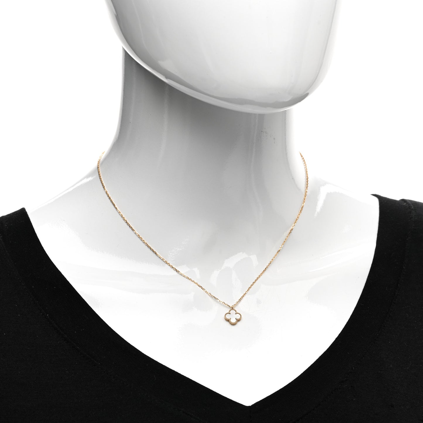 18K Yellow Gold Mother of Pearl Sweet Alhambra Pendant Necklace