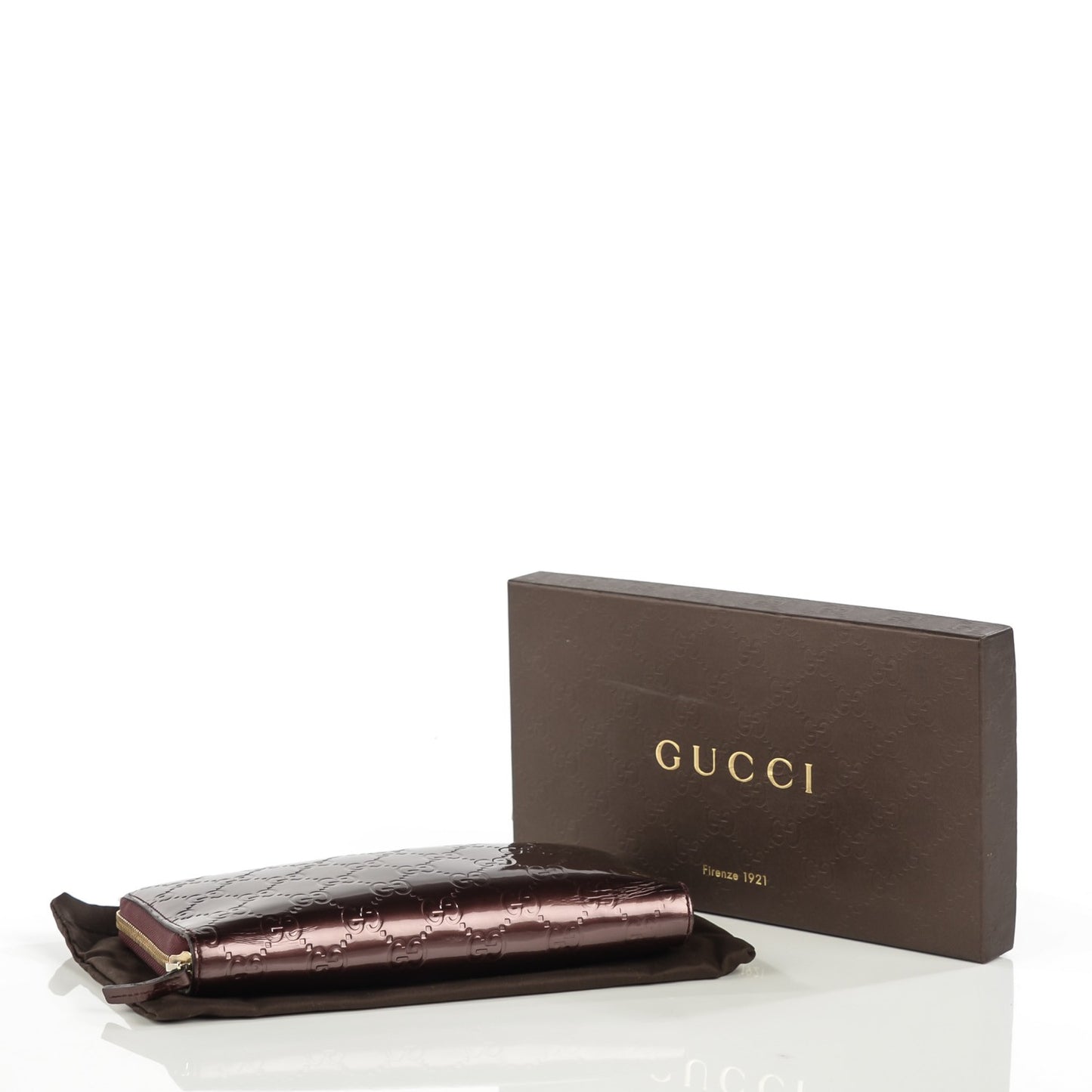Patent Guccissima Zip Around Organizer Wallet Bordeaux