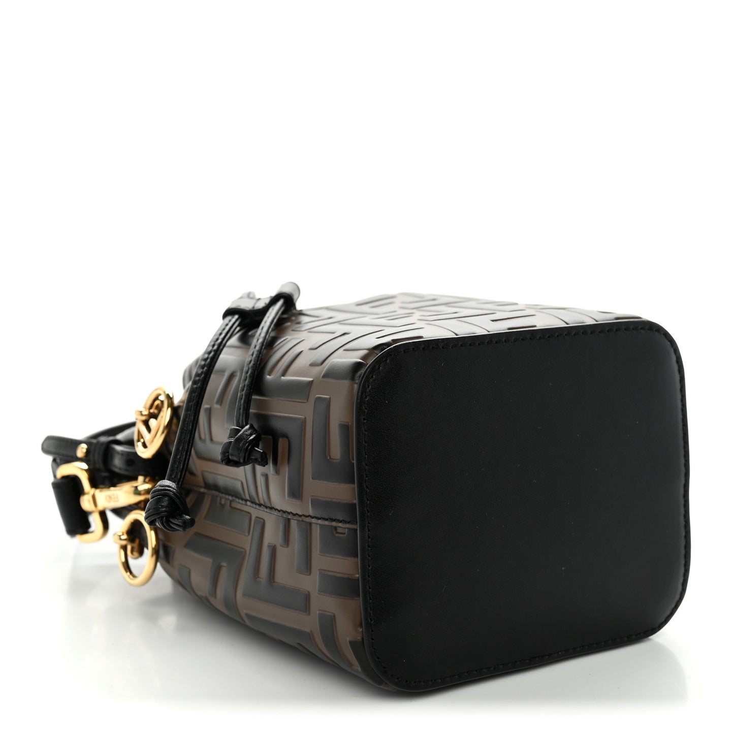 Vitello Liberty F is Fendi Bi-Color FF 1974 Embossed Mini Mon Tresor Bucket Bag Maya Black