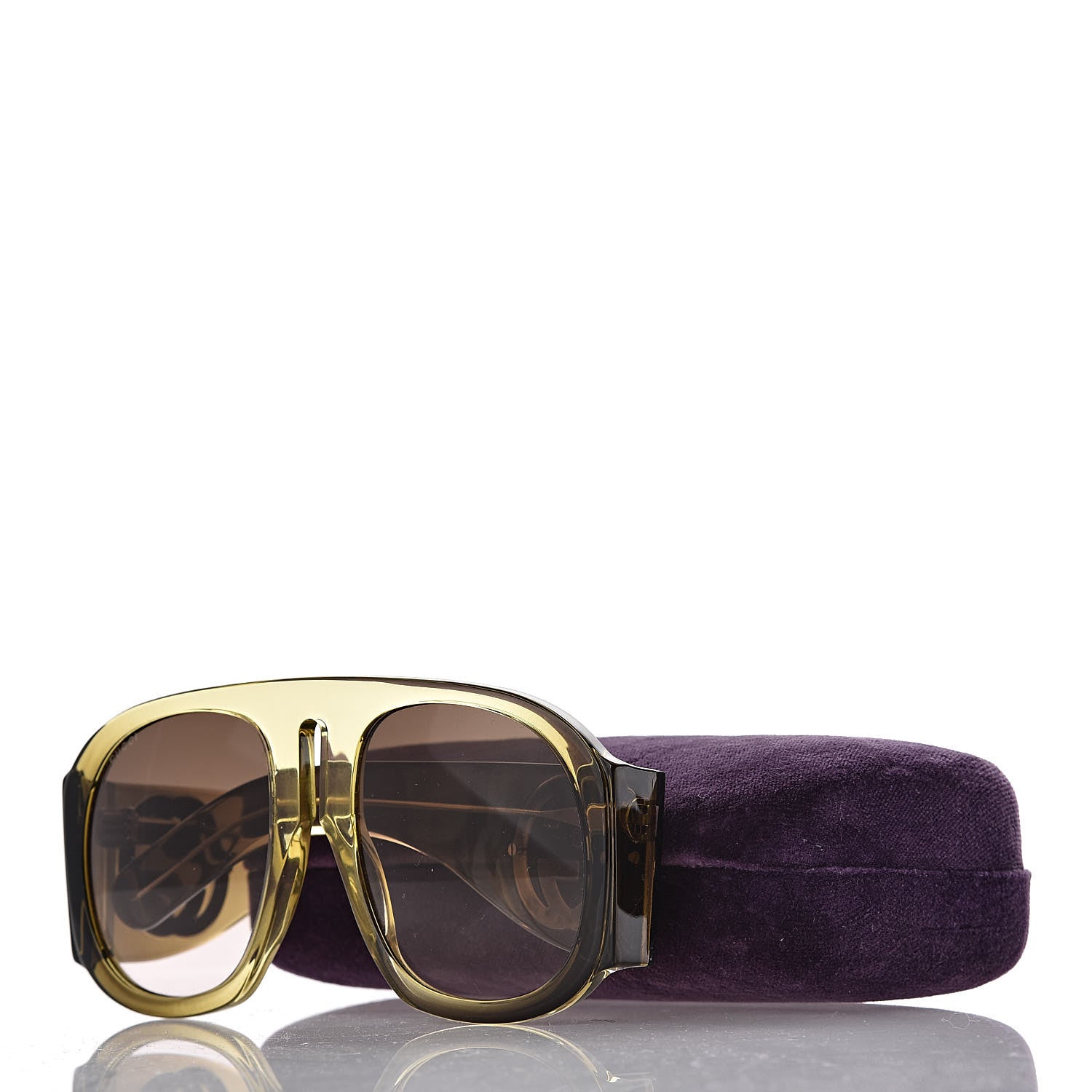 Gucci Oversized Aviator Sunglasses GG0152S Yellow 9 of 9