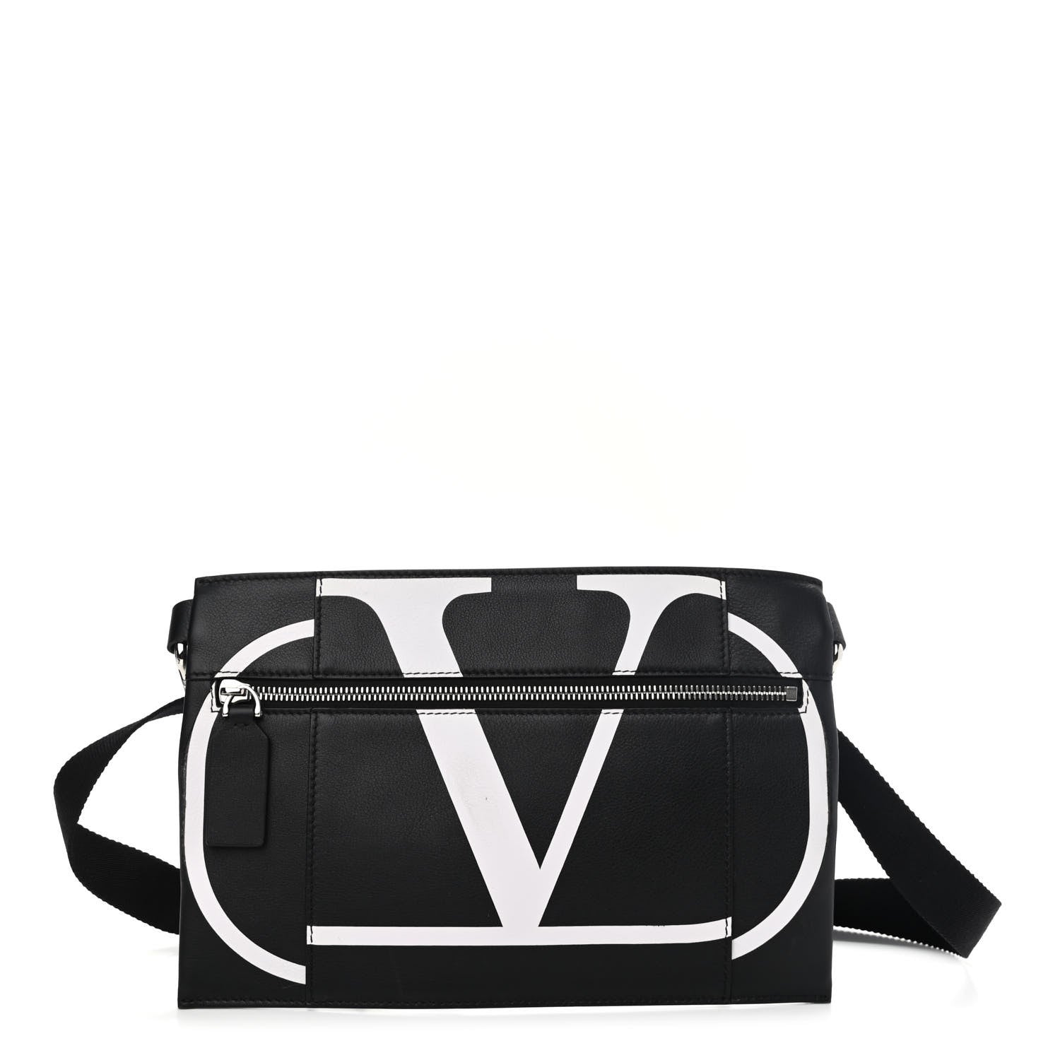 Valentino Garavani Calfskin Logo Belt Bag Black White 1 of 10