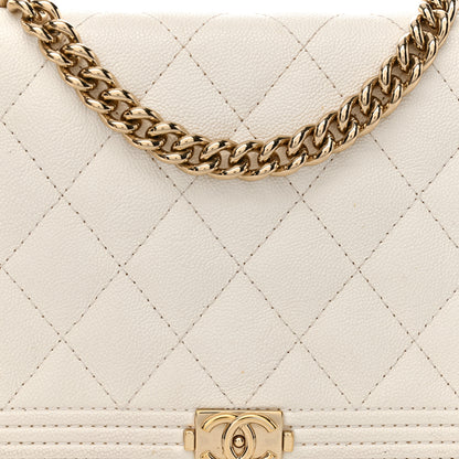 Chanel Caviar Quilted Boy Wallet On Chain WOC White 9 of 14