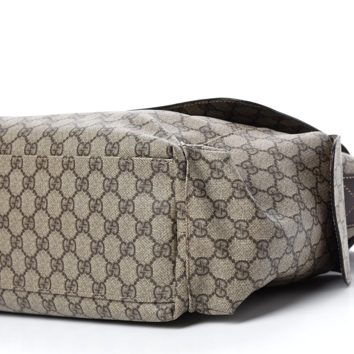 GG Supreme Monogram Selleria Calfskin Messenger Diaper Bag Beige Ebony Cocoa Dark Chocolate