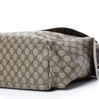 Gucci GG Supreme Monogram Selleria Calfskin Messenger Diaper Bag Beige Ebony Cocoa Dark Chocolate 8 of 13