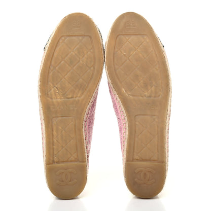 Chanel Tweed Patent CC Espadrilles 38 Pink Black 4 of 4