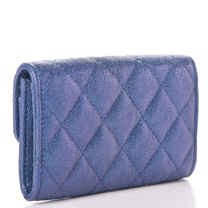Chanel Iridescent Caviar Quilted Flap Card Holder Dark Blue 3 of 9