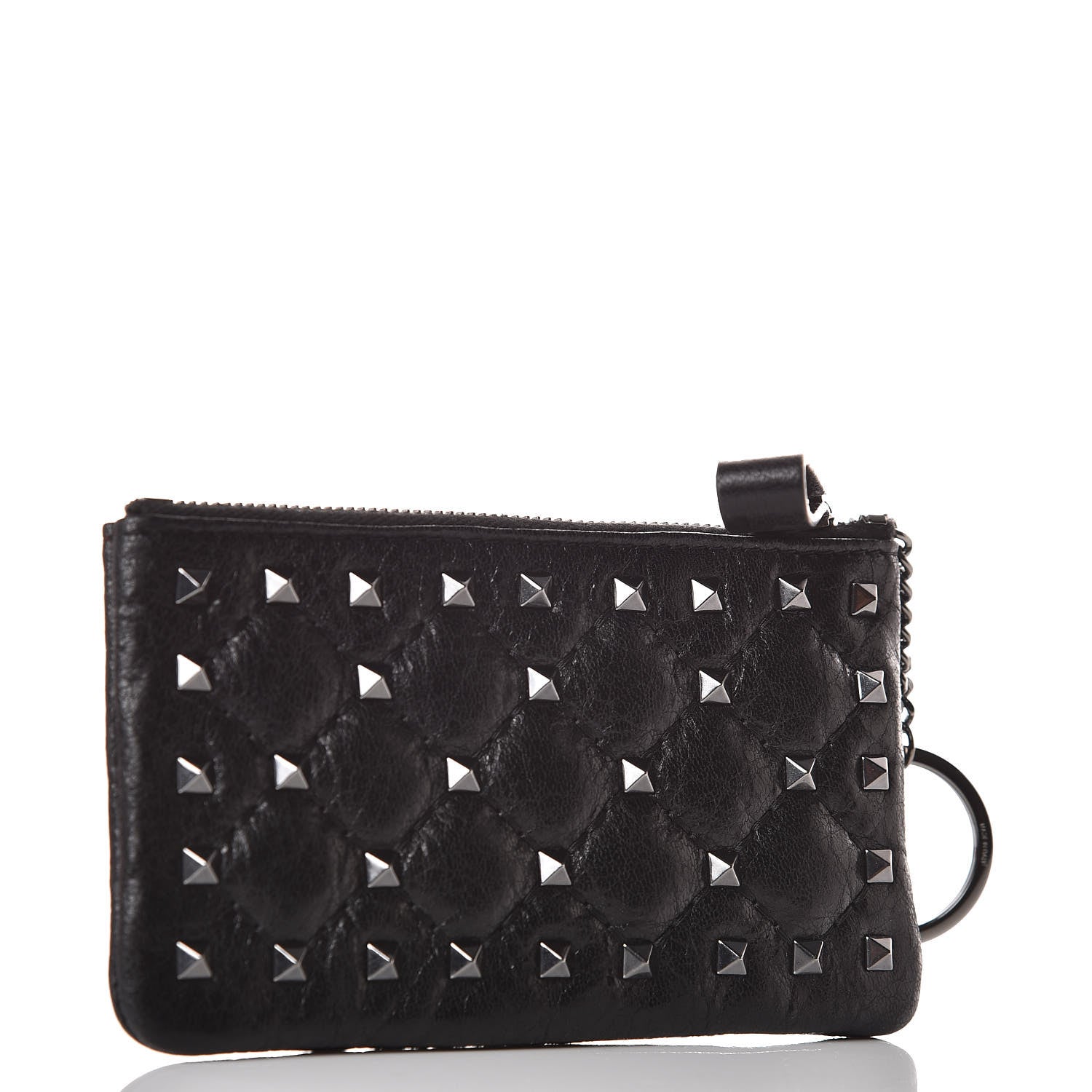 Valentino Garavani Craquele Nappa Rockstud Spike Key Pouch Black 3 of 7