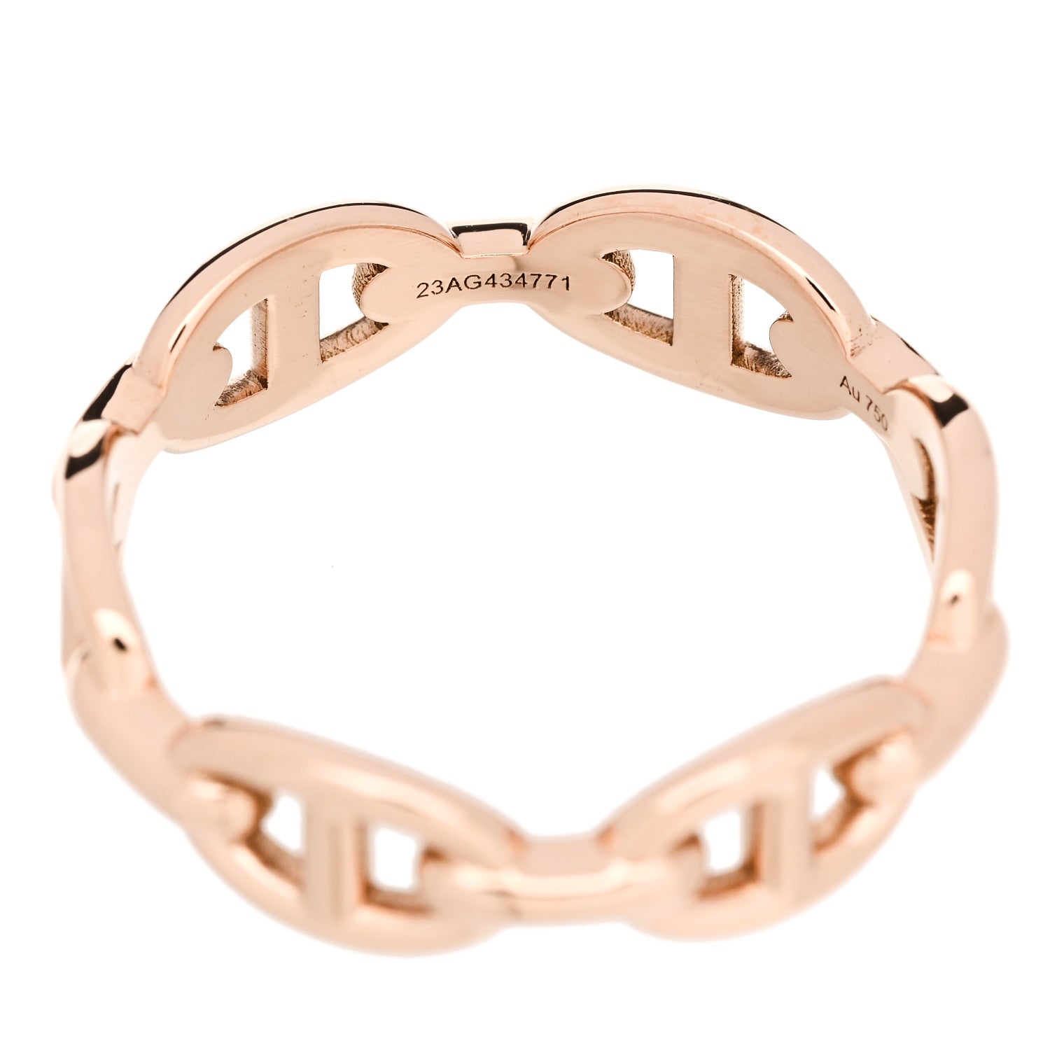 Hermes 18K Rose Gold PM Chaine d'Ancre Enchainee Ring 56 7.5 6 of 7