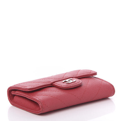 Chanel Caviar Chevron Quilted Flap Card Holder Red 4 of 12
