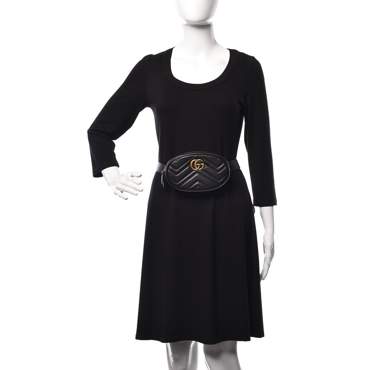 Calfskin Matelasse GG Marmont Belt Bag 85 34 Black