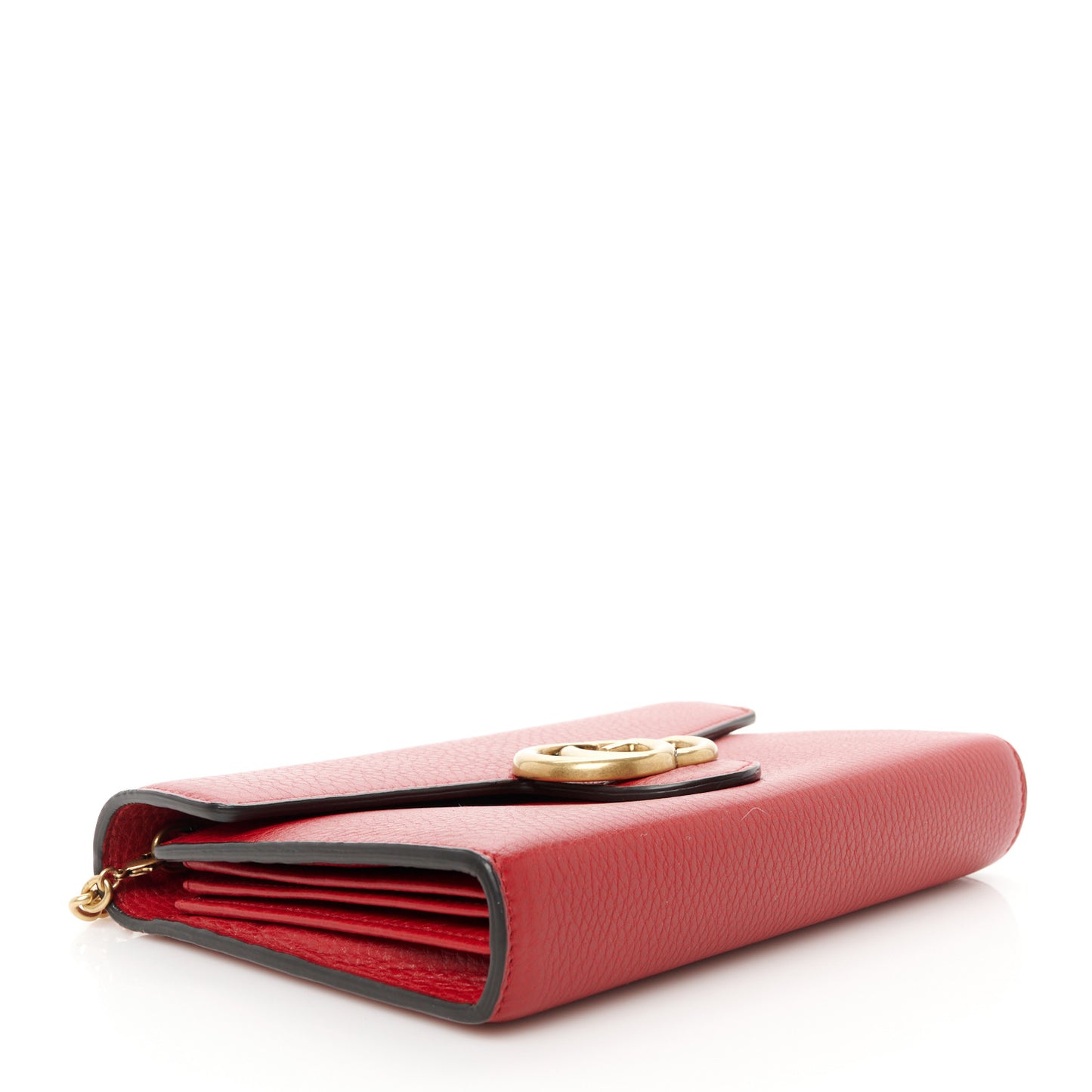 Calfskin GG Marmont Chain Wallet Vulcanic Red