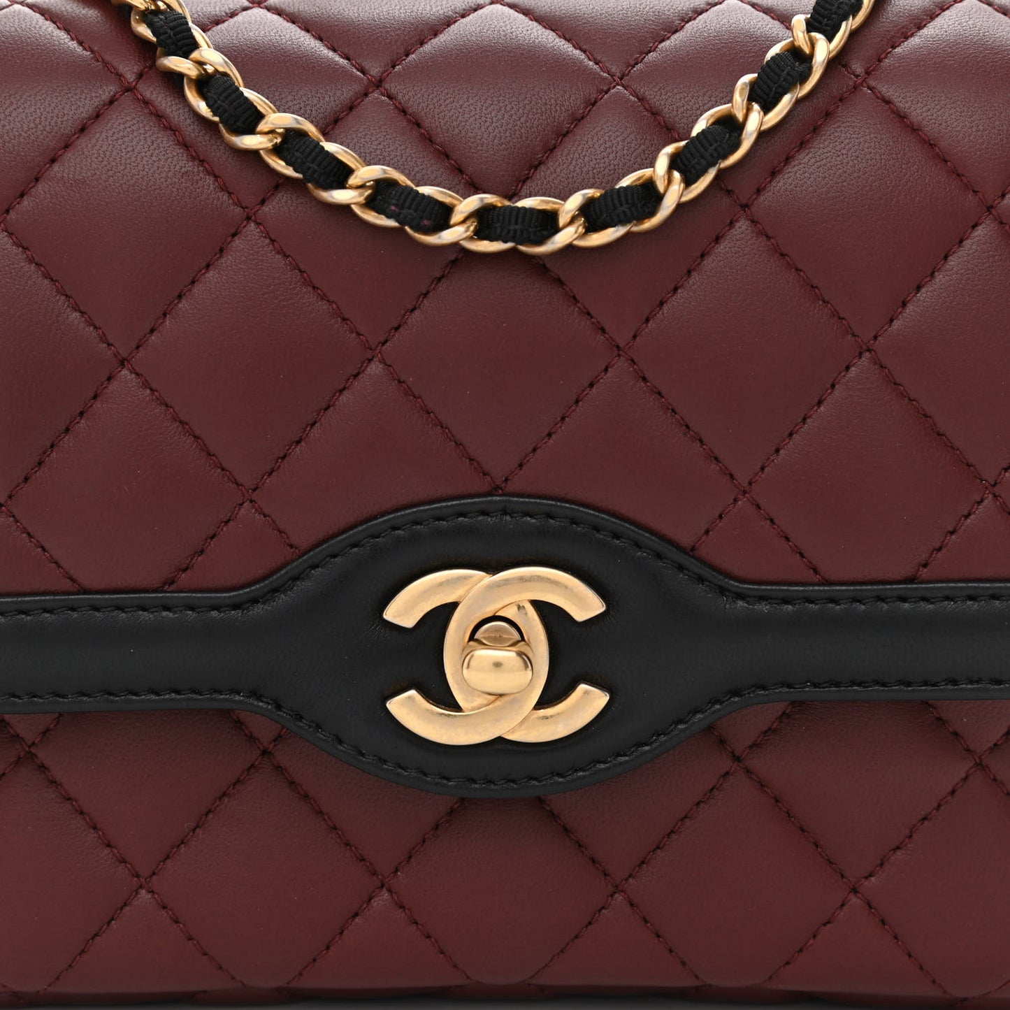Lambskin Quilted Mini Two Tone Day Flap Burgundy