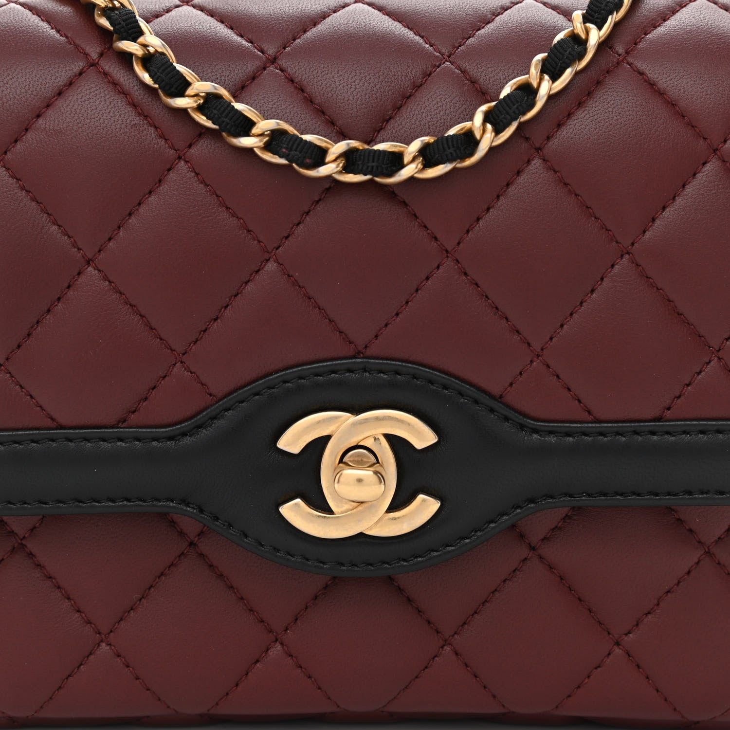Chanel Lambskin Quilted Mini Two Tone Day Flap Burgundy 8 of 10