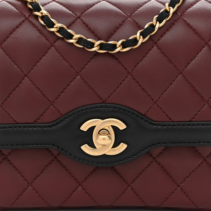 Chanel Lambskin Quilted Mini Two Tone Day Flap Burgundy 8 of 10