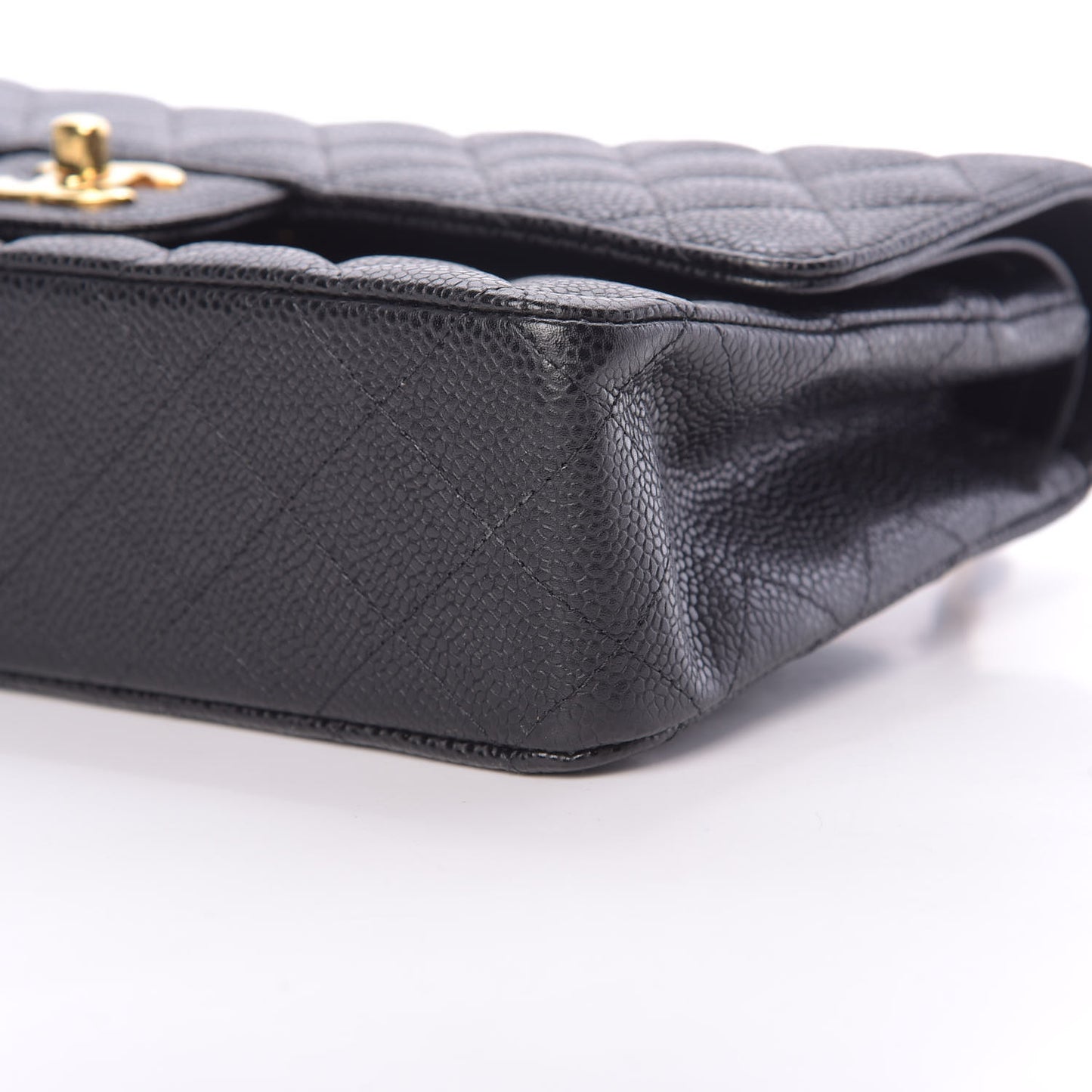 Caviar Quilted Medium Double Flap Black