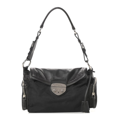 Prada Soft Calfskin Tessuto Nylon Shoulder Bag Black 1 of 16