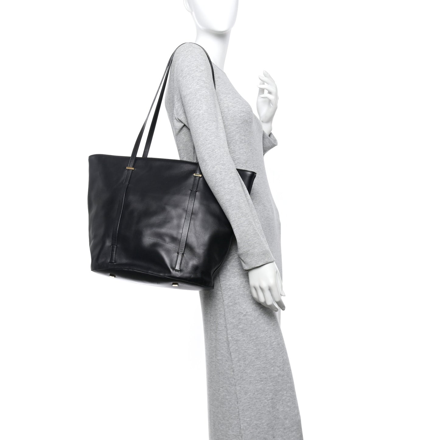 Sleek Calfskin Tote 12 1/2 Black