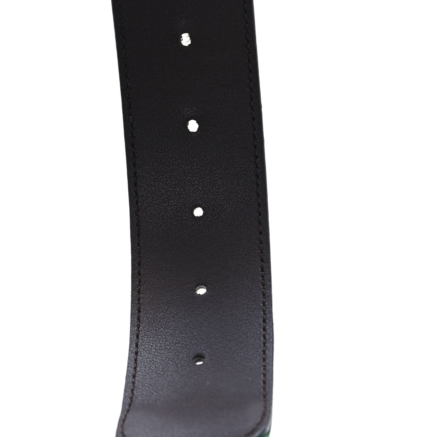 Gucci Nylon Textured Dollar Calfskin Double G Web 40mm Belt 80 32 Green Red Dark Cocoa 4 of 5