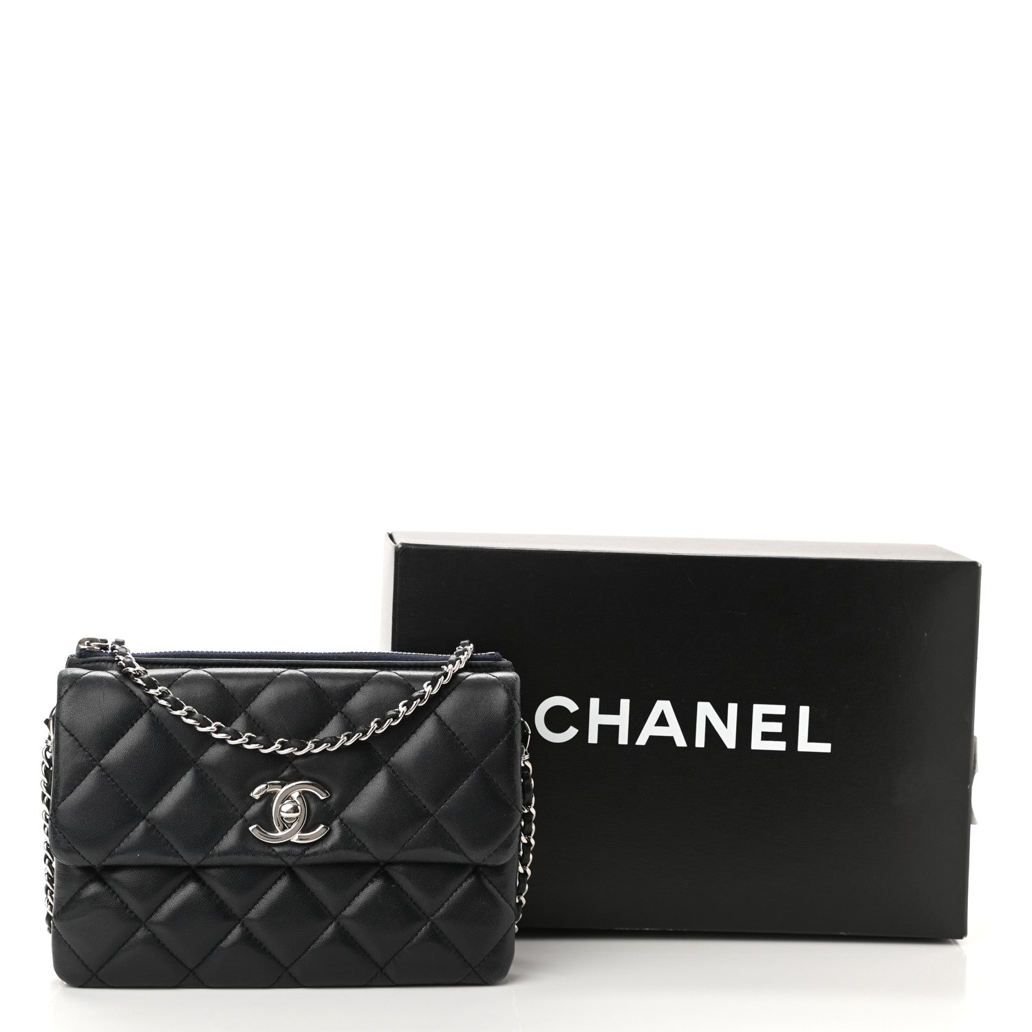 Chanel Lambskin Quilted Daily Zippy Crossbody Black 13 of 13