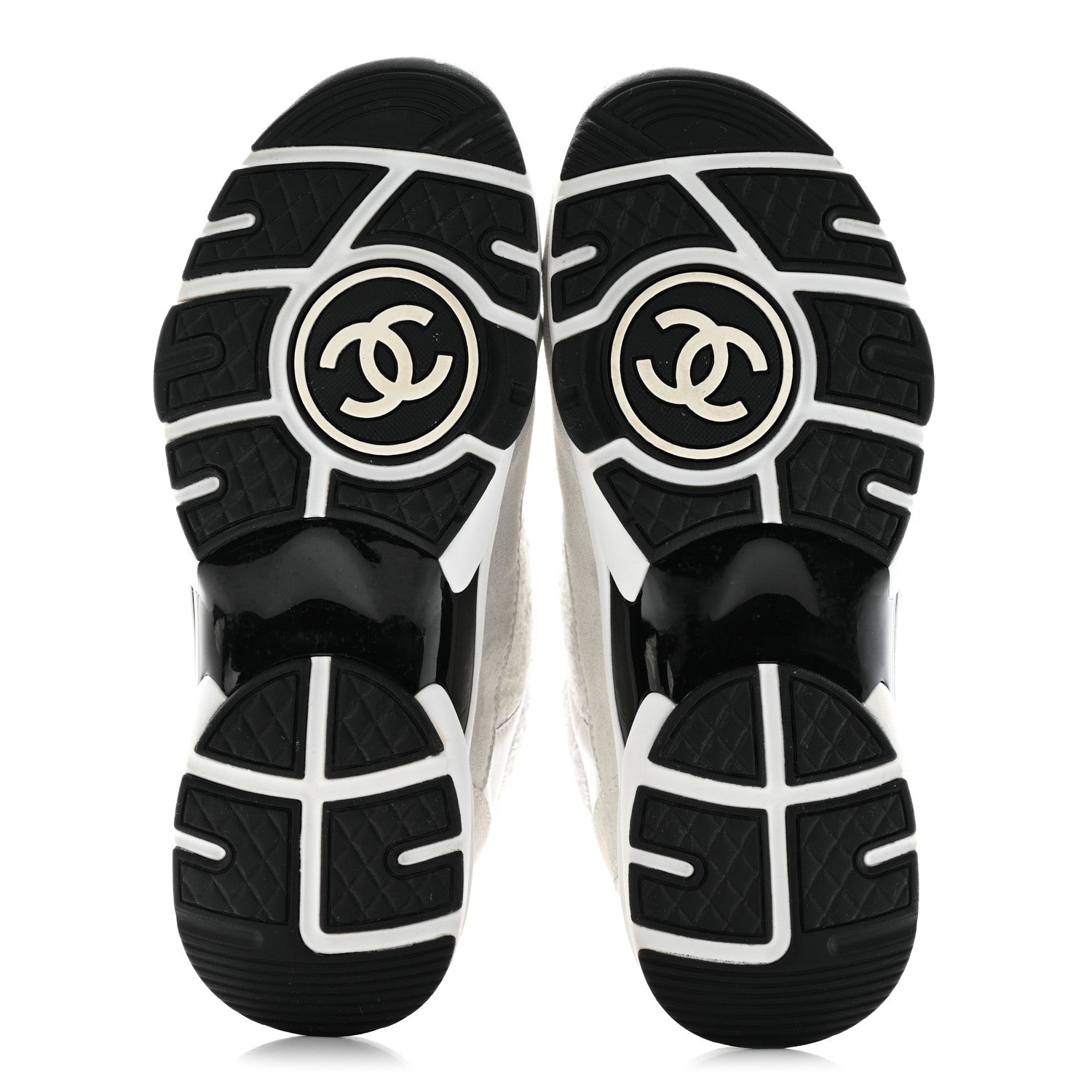 Chanel Painted Iridescent Cotton Tweed Suede Calfskin Womens CC Sneakers 37 White Silver Multicolor 5 of 13