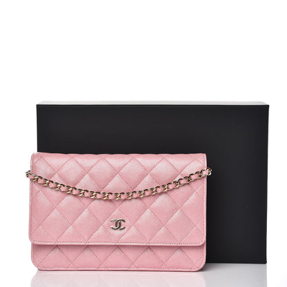 Chanel Iridescent Caviar Quilted Wallet on Chain WOC Rose Pink 10 of 10
