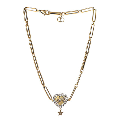 Christian Dior Metal Crystal Heart J'adior Choker Necklace Aged Gold 3 of 5