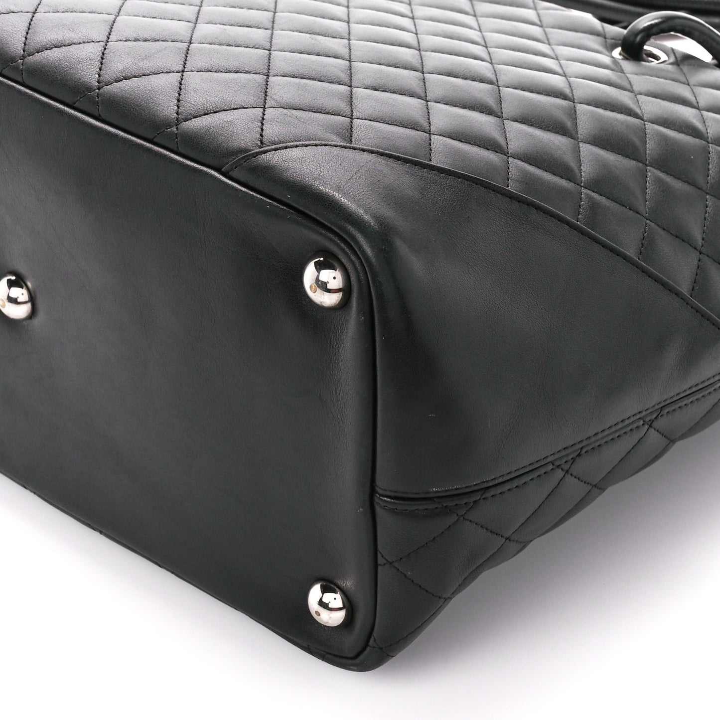 Calfskin Quilted Large Cambon Tote Black