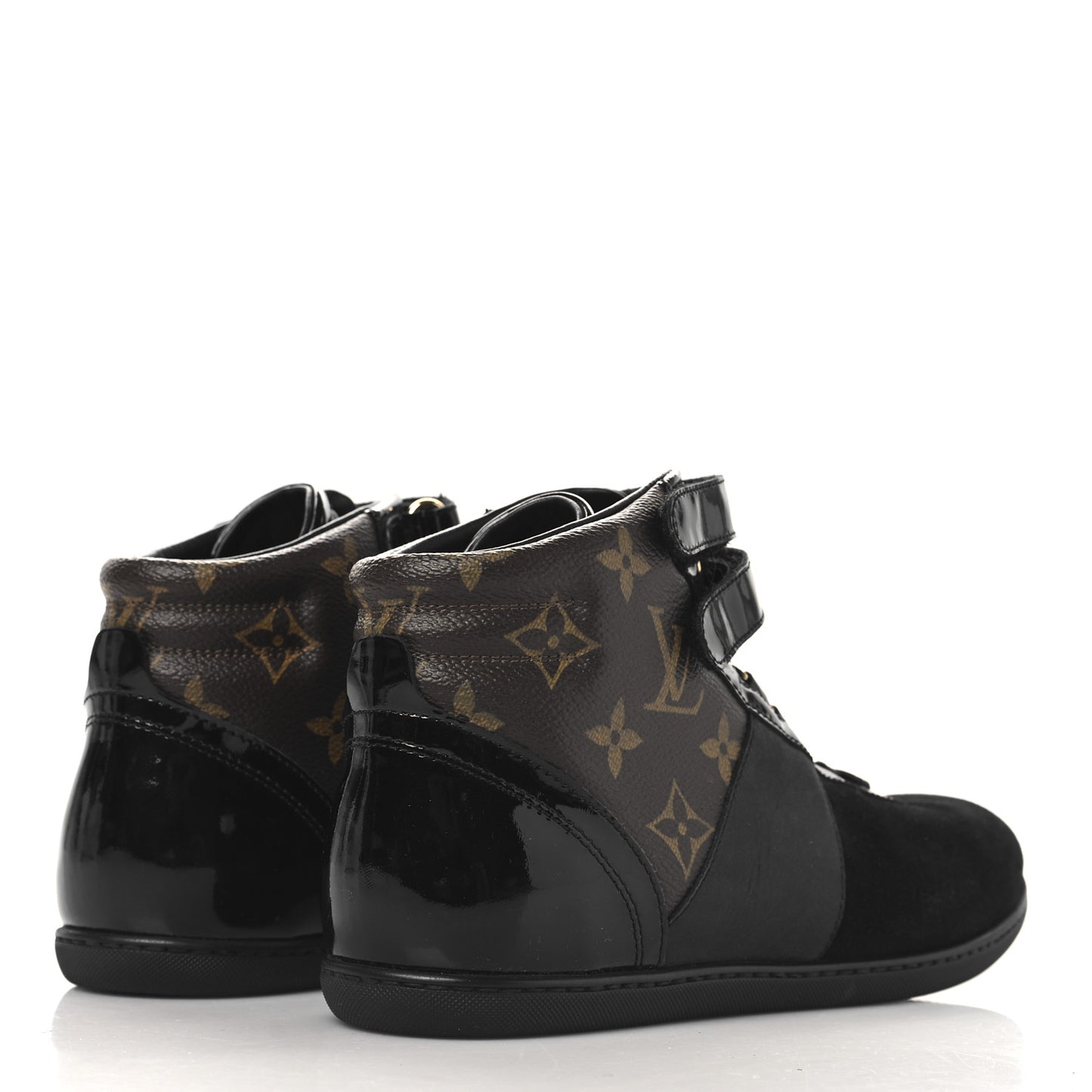 Suede Patent Monogram Move Up Sneakers 36.5 Black