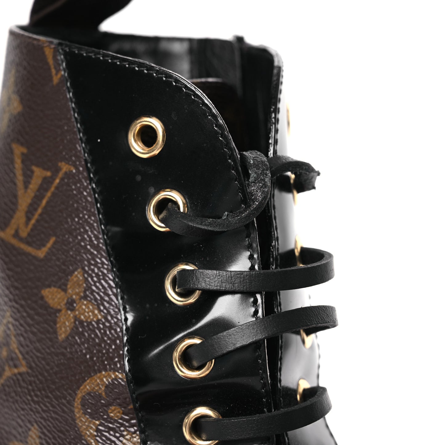 Patent Calfskin Monogram Star Trail Ankle Boots 40 Black