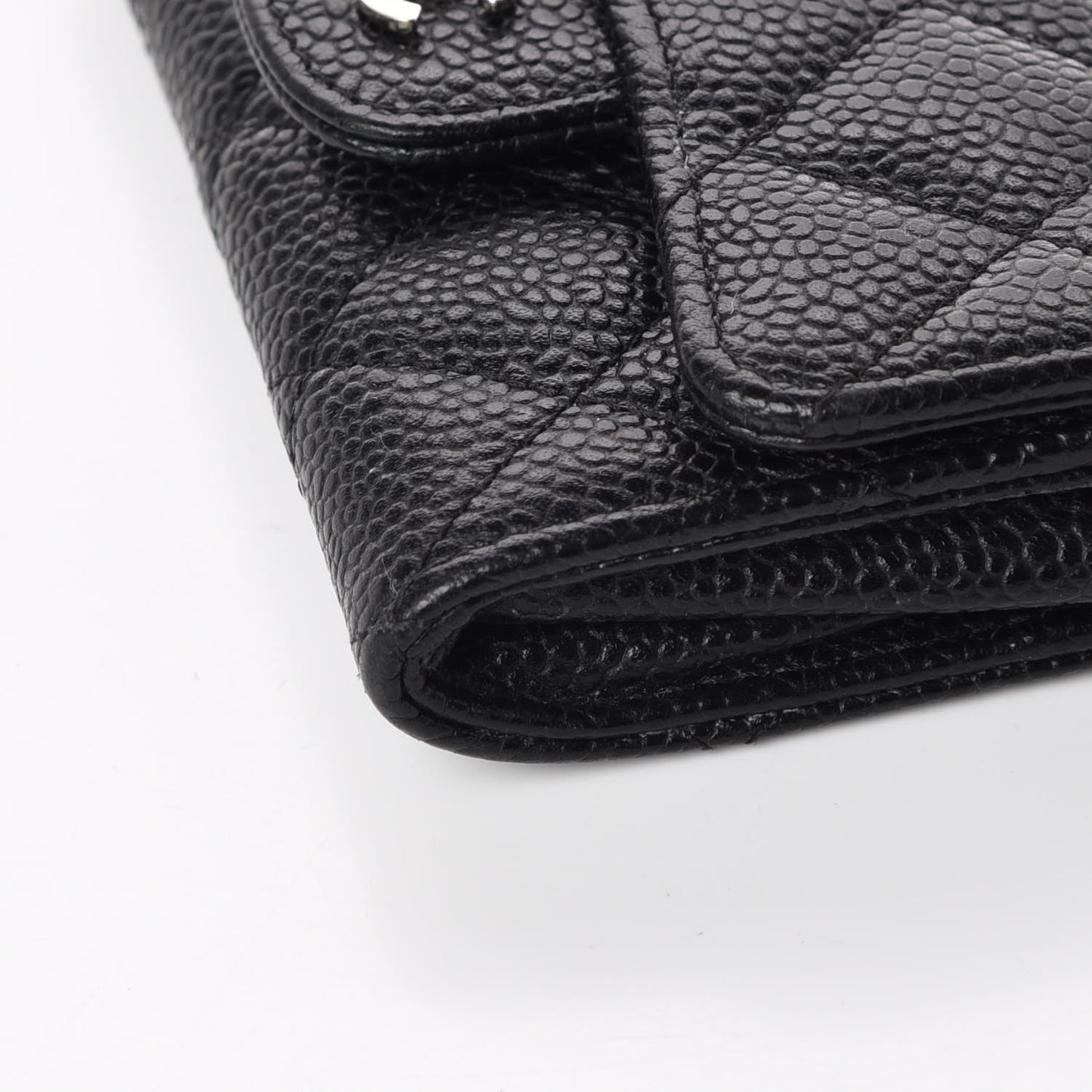 Caviar Quilted Flap Card Holder Black